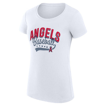 Los Angeles Angels G-III 4Her by Carl Banks Women's Super-Slim Fit Lightweight Filigree Team T-Shirt - White