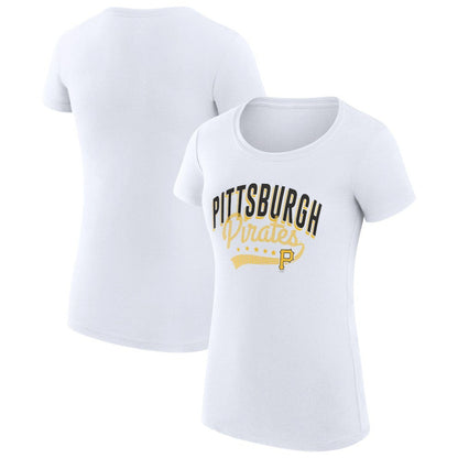 Pittsburgh Pirates G-III 4Her by Carl Banks Women's Super-Slim Fit Lightweight Filigree Team T-Shirt - White