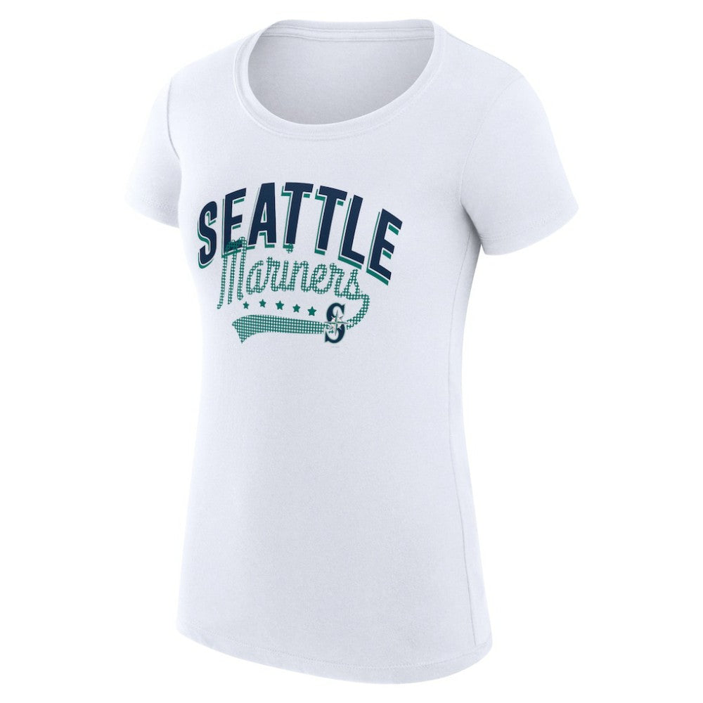 Seattle Mariners G-III 4Her by Carl Banks Women's Super-Slim Fit Lightweight Filigree Team T-Shirt - White