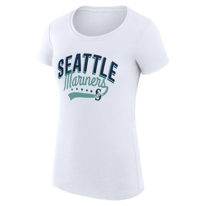 Seattle Mariners G-III 4Her by Carl Banks Women's Super-Slim Fit Lightweight Filigree Team T-Shirt - White