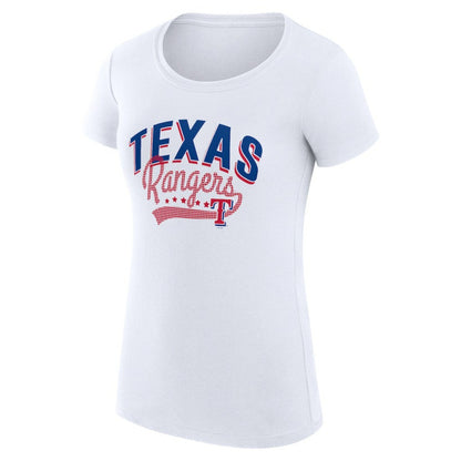 Texas Rangers G-III 4Her by Carl Banks Women's Super-Slim Fit Lightweight Filigree Team T-Shirt - White