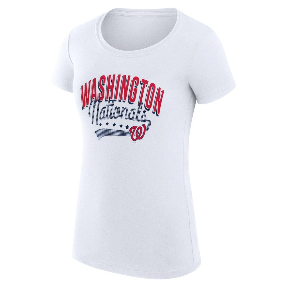Washington Nationals G-III 4Her by Carl Banks Women's Super-Slim Fit Lightweight Filigree Team T-Shirt - White