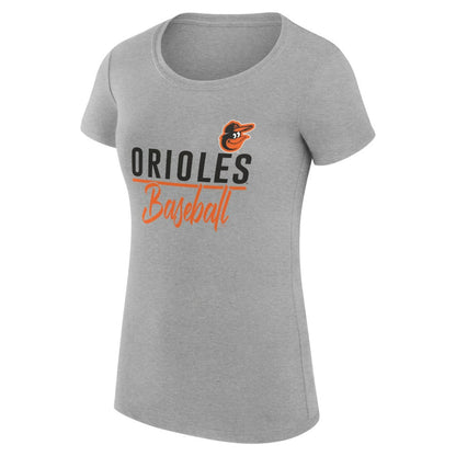 Baltimore Orioles G-III 4Her by Carl Banks Women's Super-Slim Fit Lightweight Team Graphic T-Shirt - Heather Gray