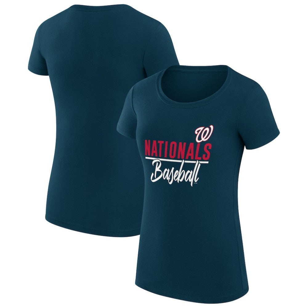 Washington Nationals G-III 4Her by Carl Banks Women's Super-Slim Fit Lightweight Team Graphic T-Shirt - Navy
