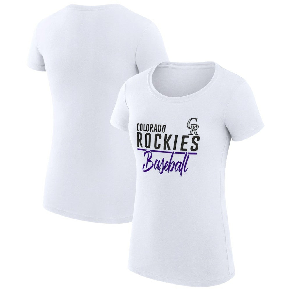 Colorado Rockies G-III 4Her by Carl Banks Women's Super-Slim Fit Lightweight Team Graphic T-Shirt - White