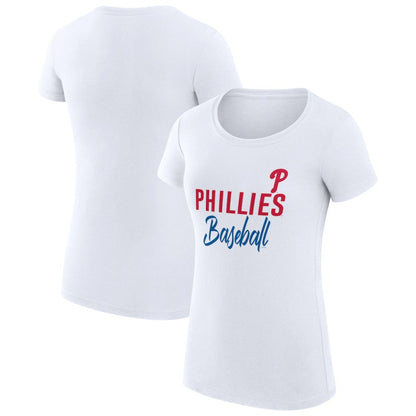 Philadelphia Phillies G-III 4Her by Carl Banks Women's Super-Slim Fit Lightweight Team Graphic T-Shirt - White