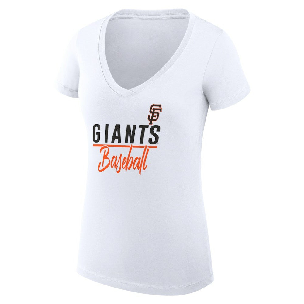 San Francisco Giants G-III 4Her by Carl Banks Women's Super-Slim Fit Lightweight Team Graphic V-Neck T-Shirt - White