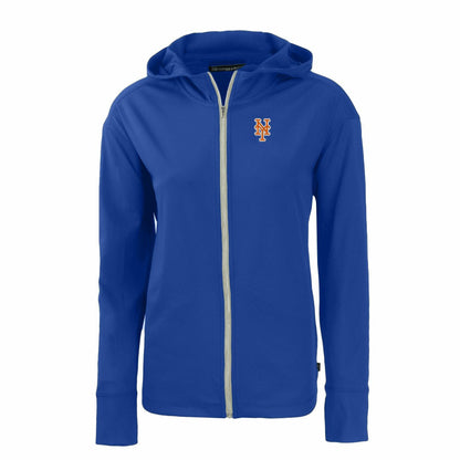 New York Mets Cutter & Buck Women's Daybreak Eco Recycled Full-Zip Hoodie - Royal