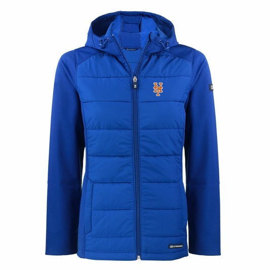 New York Mets Cutter & Buck Women's Evoke Hybrid Eco Softshell Recycled Full-Zip Hoodie Jacket - Royal
