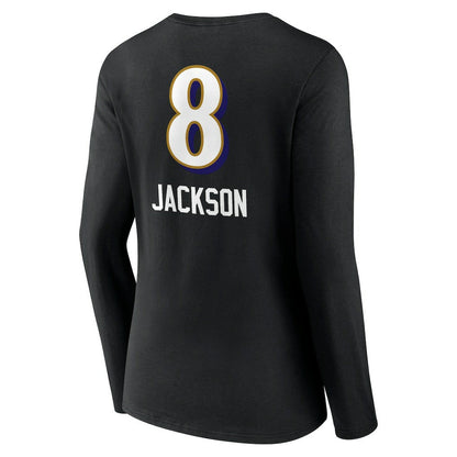 Lamar Jackson Baltimore Ravens Women's Team Wordmark Long Sleeve V-Neck T-Shirt - Black for sale