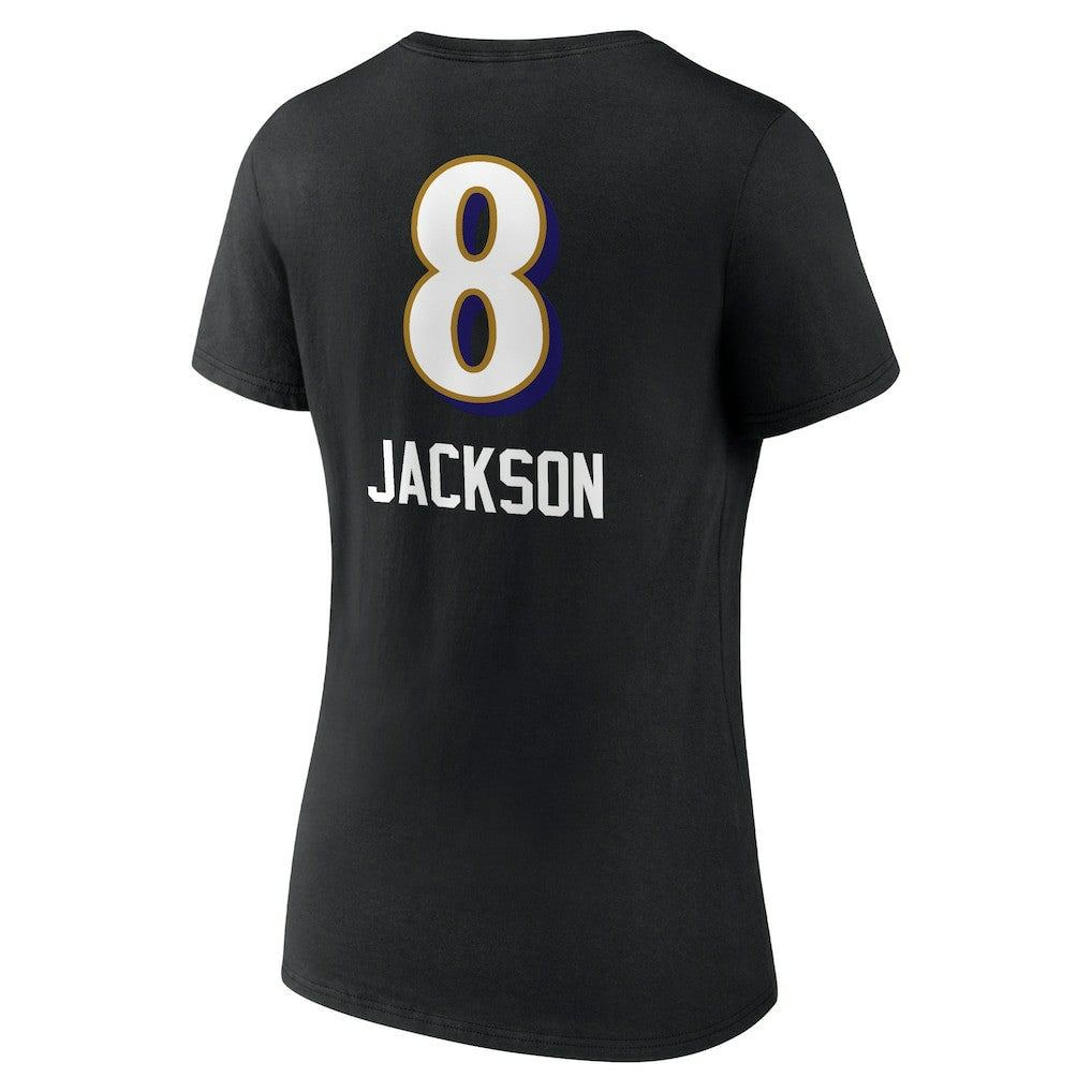 Lamar Jackson Baltimore Ravens Women's Team Wordmark Name & Number V-Neck T-Shirt - Black for sale
