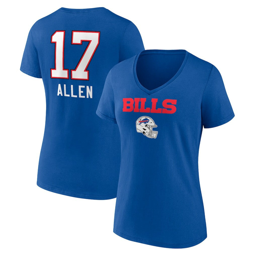 Josh Allen Buffalo Bills Women's Team Wordmark Name & Number V-Neck T-Shirt - Royal discount