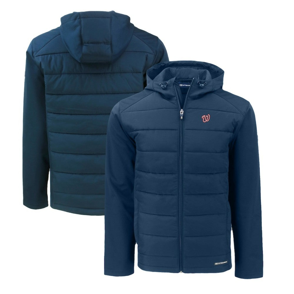 Washington Nationals Cutter & Buck Big & Tall Evoke Hybrid Eco Softshell Recycled Full-Zip Hoodie - Navy