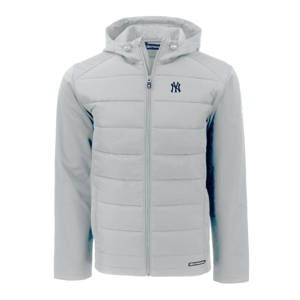 New York Yankees Cutter & Buck Evoke Hybrid Eco Softshell Recycled Full-Zip Hoodie - Gray