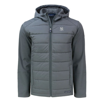 New York Yankees Cutter & Buck Evoke Hybrid Eco Softshell Recycled Full-Zip Hoodie - Gray