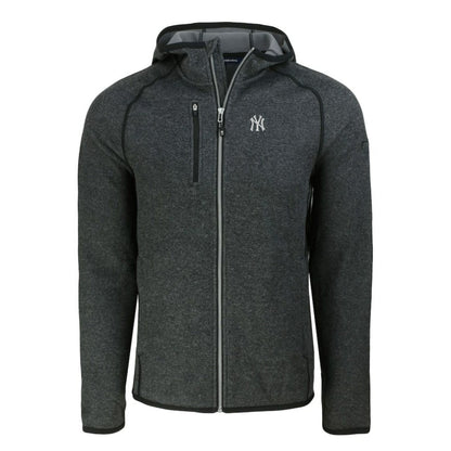 New York Yankees Cutter & Buck Mainsail Full-Zip Hooded Jacket - Heather Charcoal