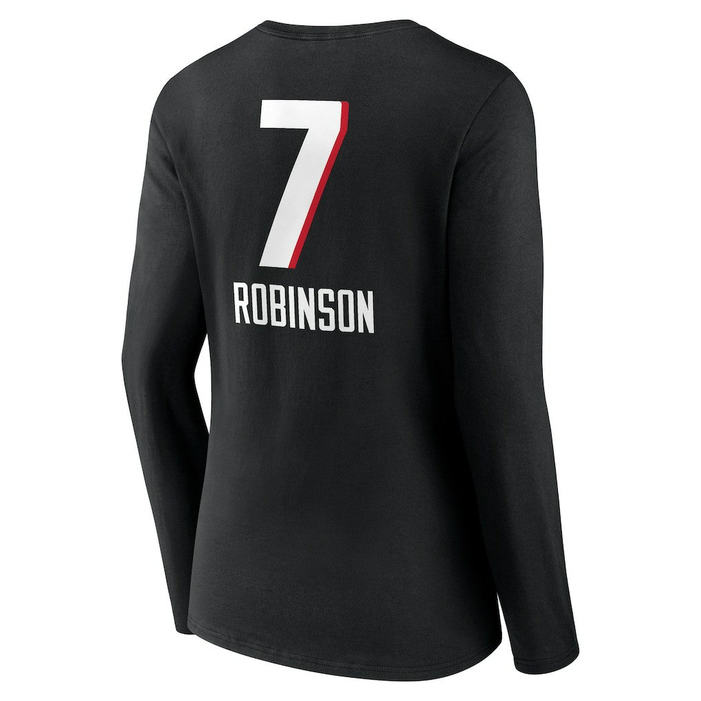 Bijan Robinson Atlanta Falcons Women's Team Wordmark Name & Number Long Sleeve V-Neck T-Shirt - Black outlet