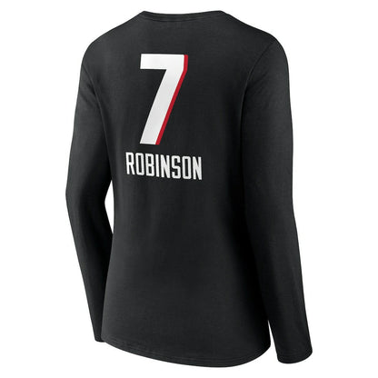 Bijan Robinson Atlanta Falcons Women's Team Wordmark Name & Number Long Sleeve V-Neck T-Shirt - Black outlet