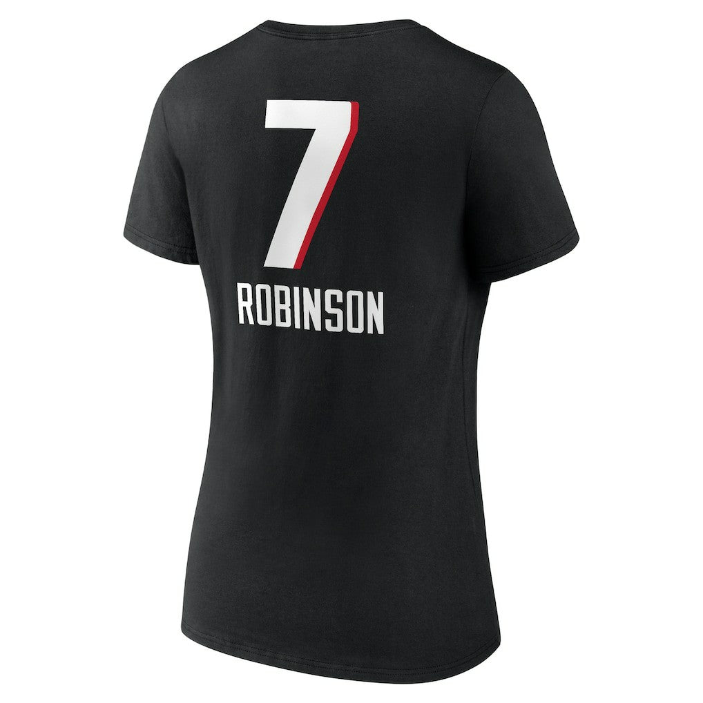 Bijan Robinson Atlanta Falcons Women's Team Wordmark Name & Number V-Neck T-Shirt - Black discount