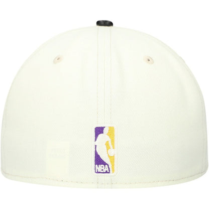 Los Angeles Lakers Faux Leather Visor Two-Tone 59FIFTY Fitted Hat - White/Black | New Era on sale