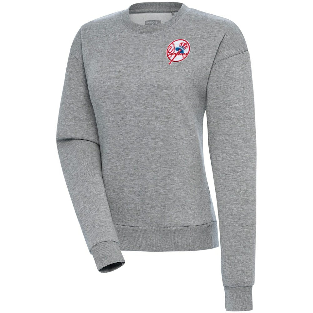 New York Yankees Antigua Women's Cooperstown Victory Crewneck Pullover Sweatshirt - Heather Gray
