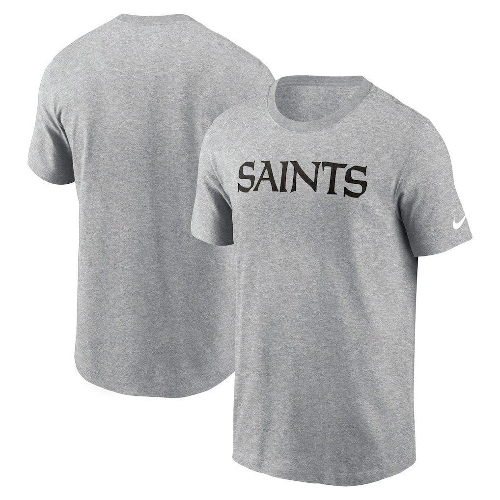 New Orleans Saints Primetime Wordmark Essential T-Shirt - Heather Gray | Nike discount