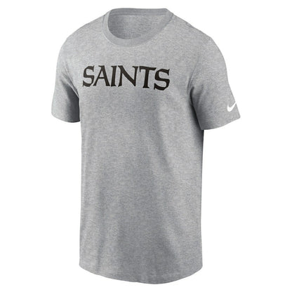 New Orleans Saints Primetime Wordmark Essential T-Shirt - Heather Gray | Nike discount