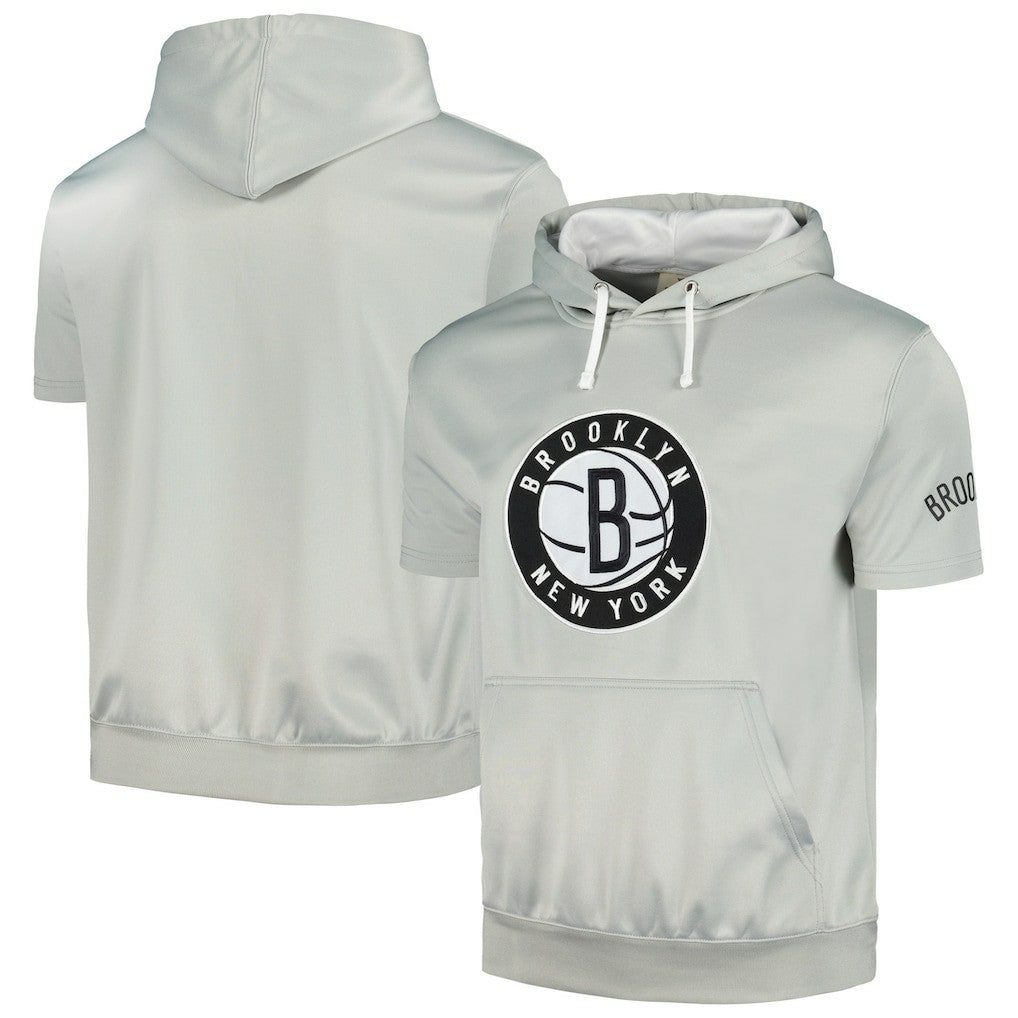 Brooklyn Nets Short Sleeve Pullover Hoodie - Silver/White | Fanatics for sale