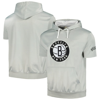 Brooklyn Nets Short Sleeve Pullover Hoodie - Silver/White | Fanatics for sale