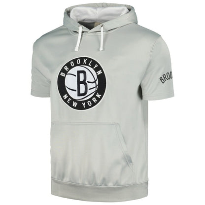 Brooklyn Nets Short Sleeve Pullover Hoodie - Silver/White | Fanatics for sale
