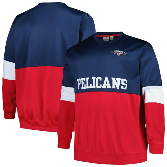 New Orleans Pelicans Big & Tall Split Pullover Sweatshirt - Navy/Red | Fanatics sale