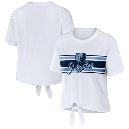 Memphis Grizzlies WEAR by Erin Andrews Women's Tie-Front T-Shirt - White outlet