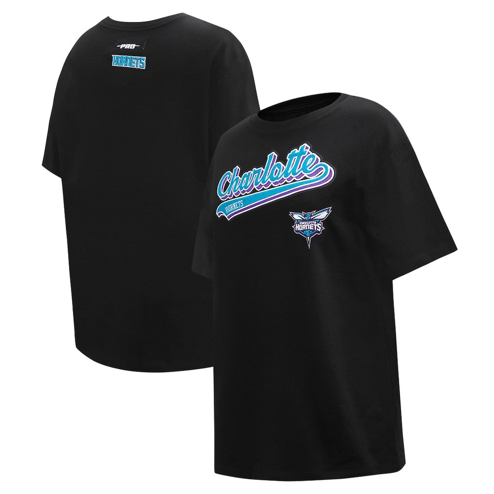 Charlotte Hornets Pro Standard Women's Script Boyfriend T-Shirt - Black for sale