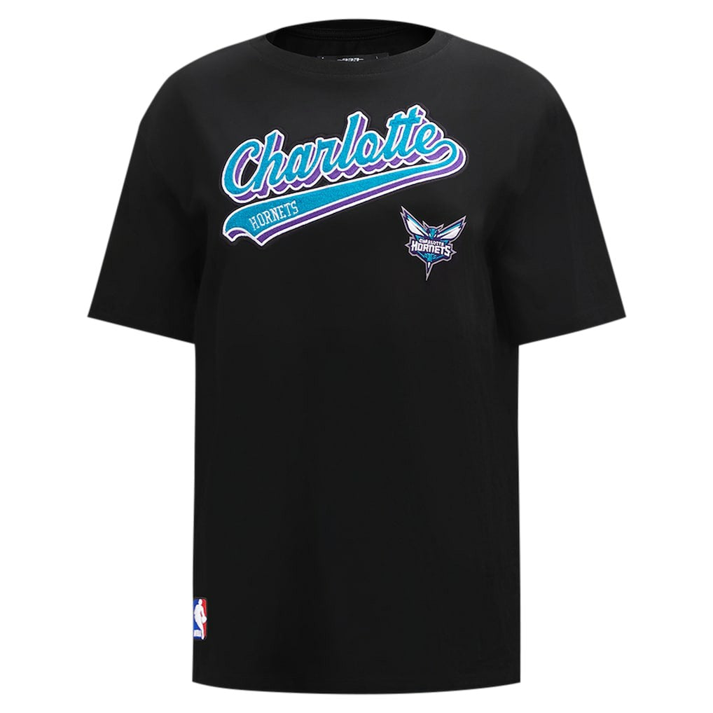 Charlotte Hornets Pro Standard Women's Script Boyfriend T-Shirt - Black for sale