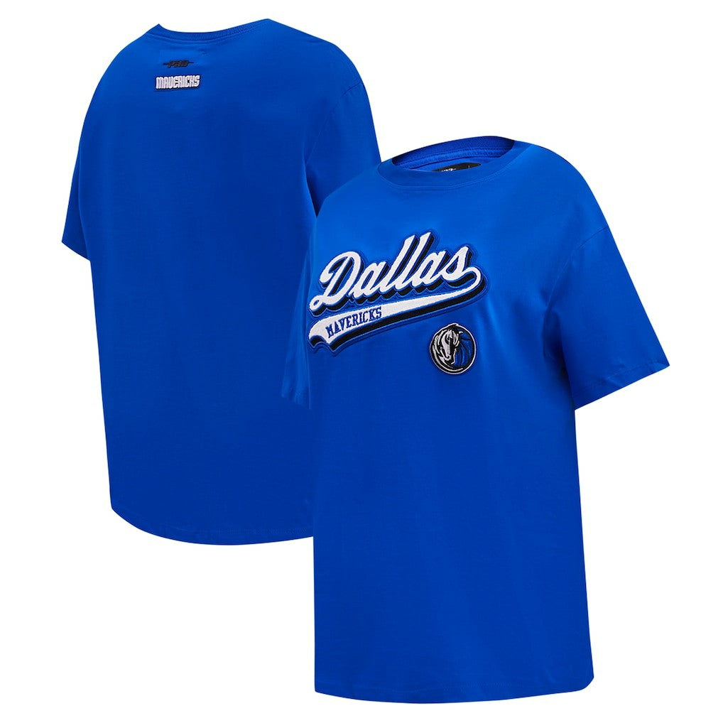 Dallas Mavericks Pro Standard Women's Script Boyfriend T-Shirt sale - Royal outlet