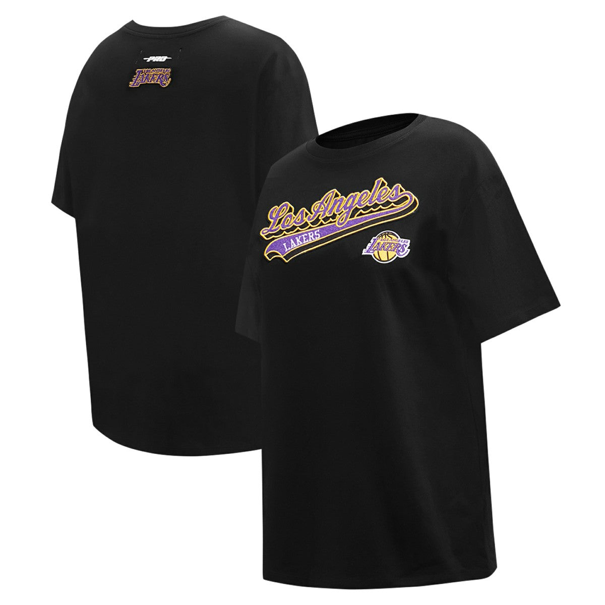 Los Angeles Lakers Pro Standard Women's Script Boyfriend T-Shirt - Black for sale