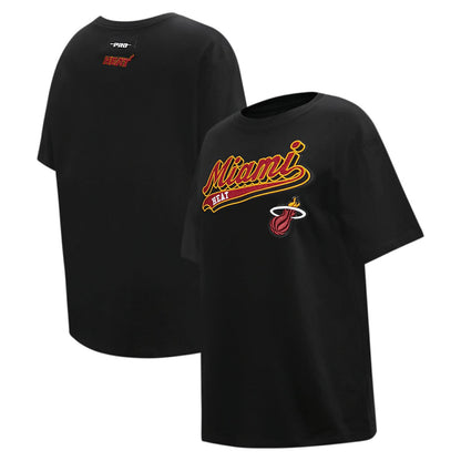 Miami Heat Pro Standard Women's Script Boyfriend T-Shirt - Black sale