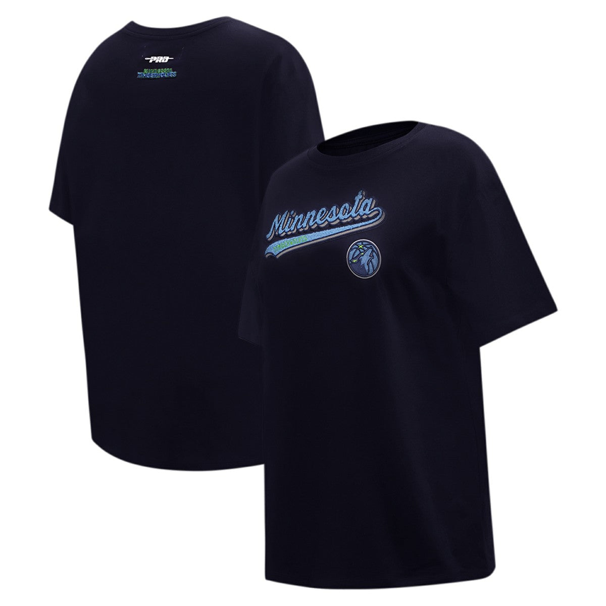 Minnesota Timberwolves Pro Standard Women's Script Boyfriend T-Shirt - Navy cheap