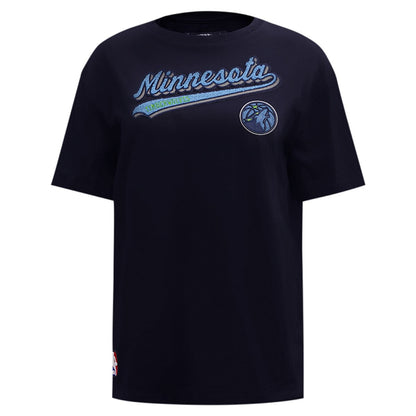 Minnesota Timberwolves Pro Standard Women's Script Boyfriend T-Shirt - Navy cheap