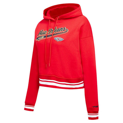 New Orleans Pelicans Pro Standard Women's Script Tail Cropped Pullover Hoodie - Red shop