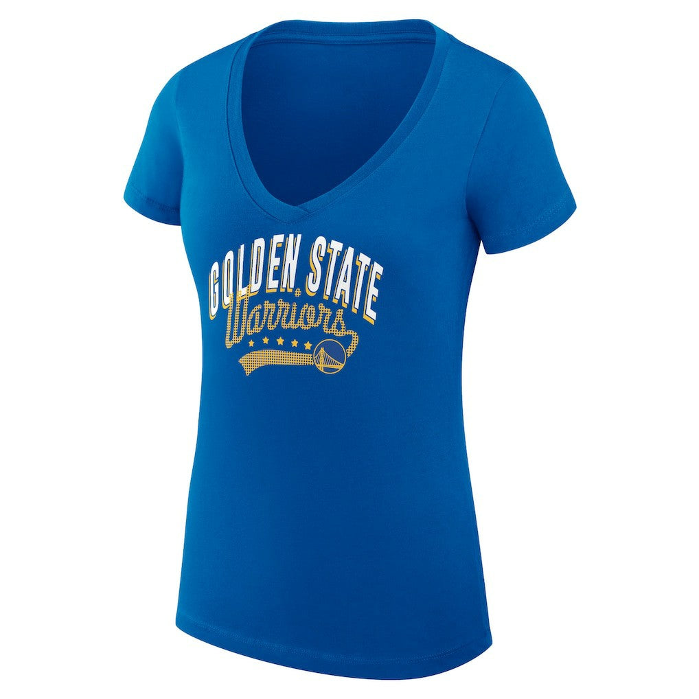 Golden State Warriors G-III 4Her by Carl Banks Women's Super-Slim Fit Lightweight Filigree Logo V-Neck T-Shirt sale - Royal for sale