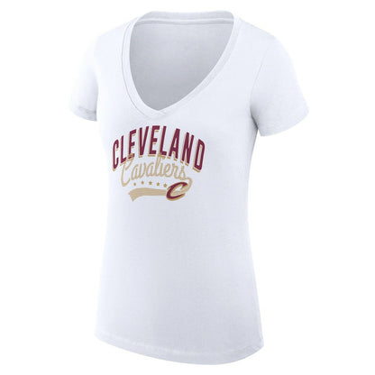 Cleveland Cavaliers G-III 4Her by Carl Banks Women's Super-Slim Fit Lightweight Filigree Logo V-Neck T-Shirt sale - White online