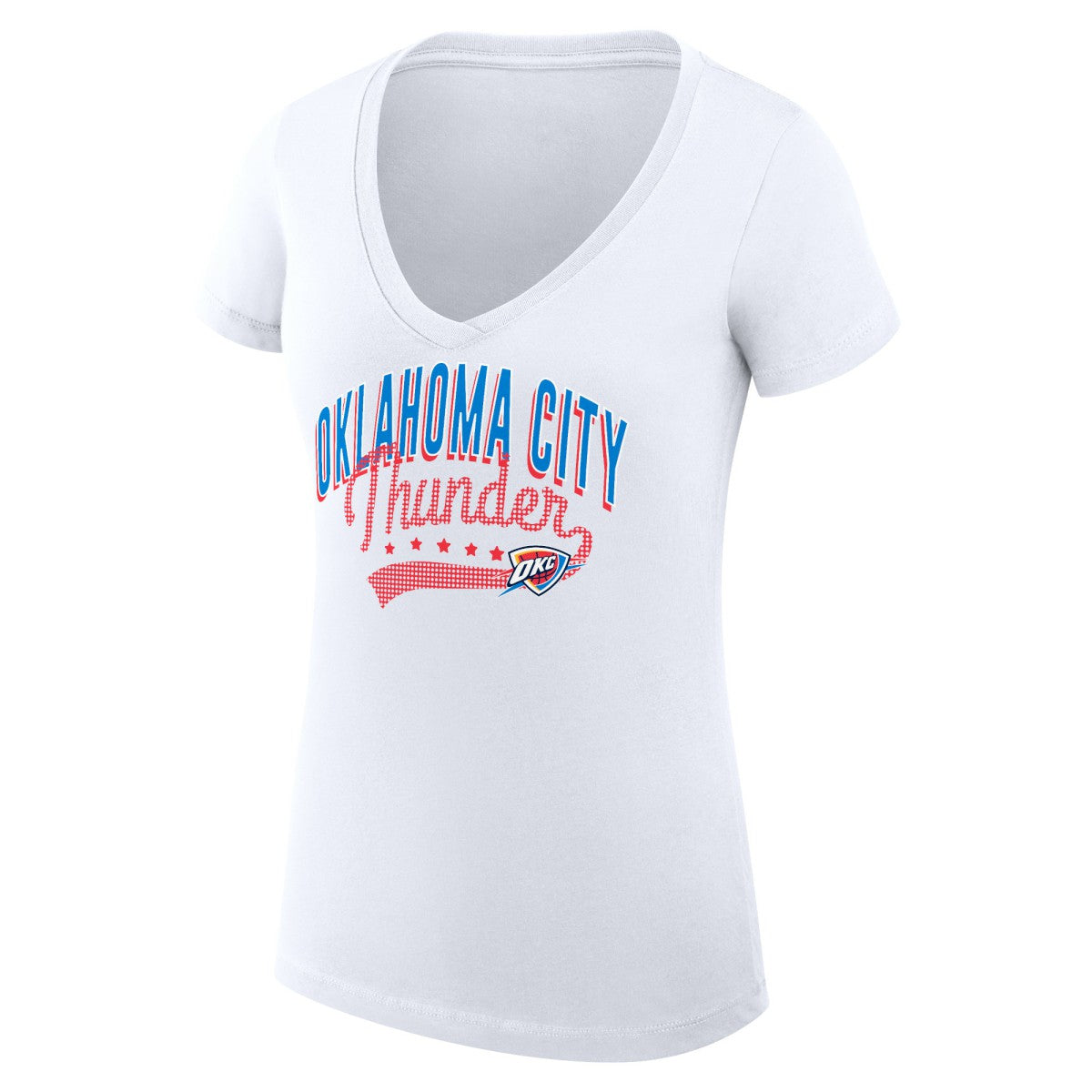 Oklahoma City Thunder G-III 4Her by Carl Banks Women's Super-Slim Fit Lightweight Filigree Logo V-Neck T-Shirt - White sale