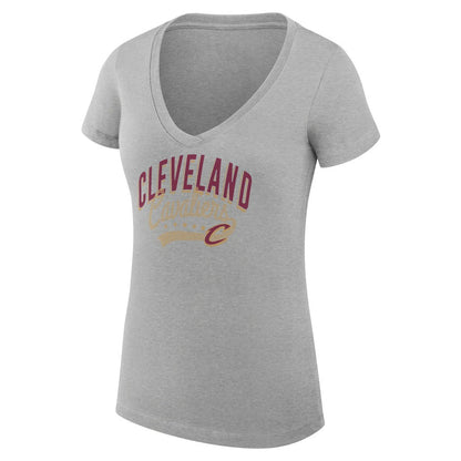 Cleveland Cavaliers G-III 4Her by Carl Banks Women's Super-Slim Fit Lightweight Filigree Logo V-Neck T-Shirt sale - Heather Gray on sale