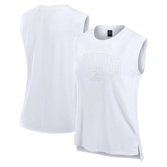 Cleveland Browns Women's Studio Gym Tank Top - White cheap
