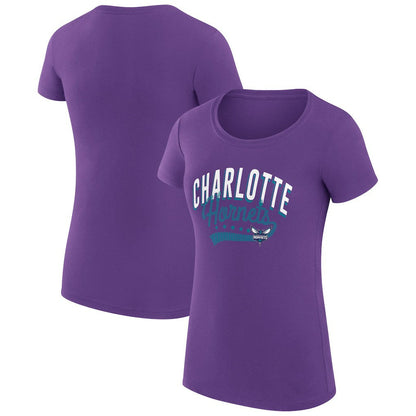 Charlotte Hornets G-III 4Her by Carl Banks Women's Super-Slim Fit Lightweight Filigree Logo T-Shirt - Purple outlet