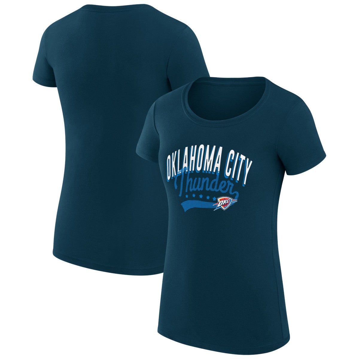 Oklahoma City Thunder G-III 4Her by Carl Banks Women's Super-Slim Fit Lightweight Filigree Logo T-Shirt - Navy for sale