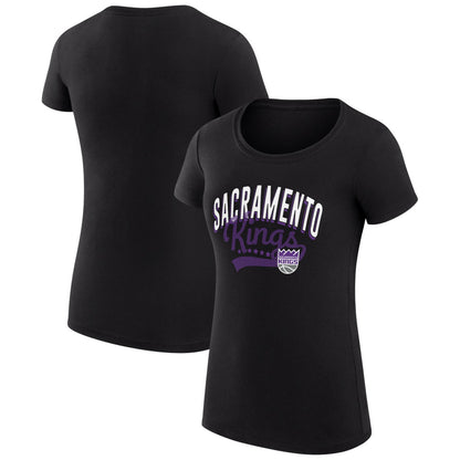 Sacramento Kings G-III 4Her by Carl Banks Women's Super-Slim Fit Lightweight Filigree Logo T-Shirt - Black discount