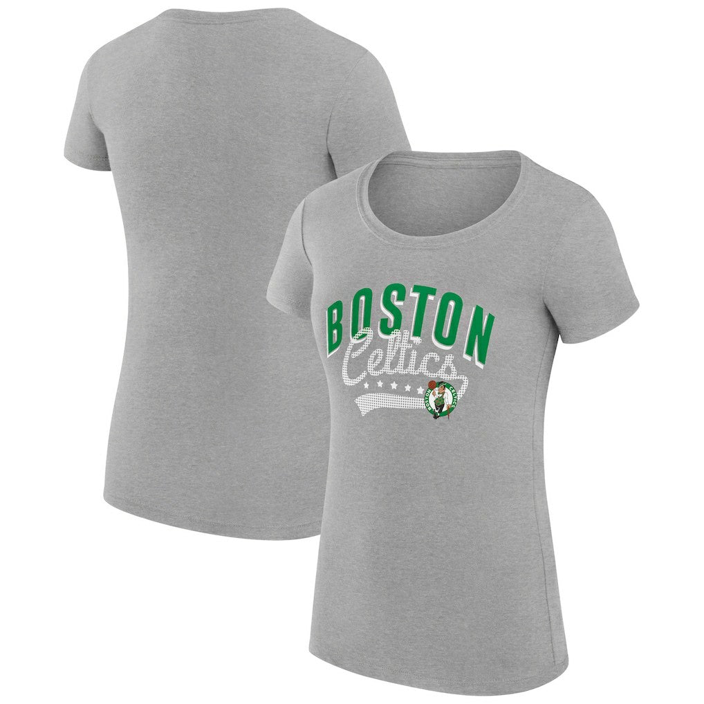 Boston Celtics G-III 4Her by Carl Banks Women's Super-Slim Fit Lightweight Filigree Logo T-Shirt - Heather Gray discount