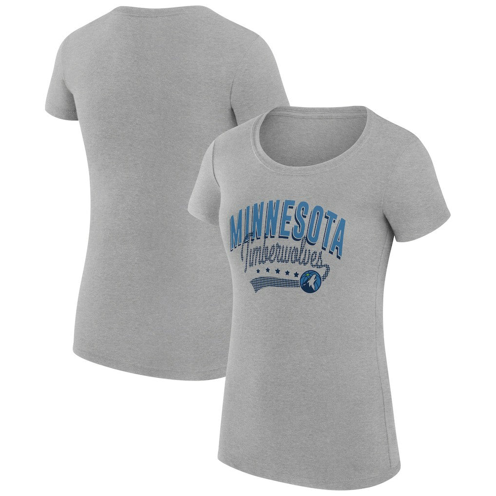 Minnesota Timberwolves G-III 4Her by Carl Banks Women's Super-Slim Fit Lightweight Filigree Logo T-Shirt - Heather Gray on sale